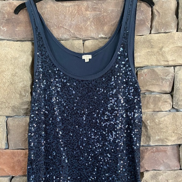 J. Crew Tops - J. Crew navy blue sequins tank